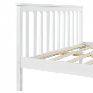 Cadru de pat Ostia din lemn masiv, alb, 208 x 148 x 82cm - Img 5