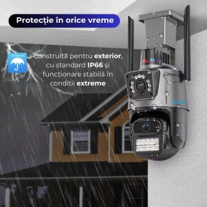 Camera de Supraveghere Video DualLens REVOSE™ 6MP, Aplicatie Dedicata, Intelligent Tracking, PTZ, WIFI, Lan, AP hotspot, Micro SD, Rotire, Senzor si Alarma miscare, Comunicare Bidirectionala, Exterior - Img 2