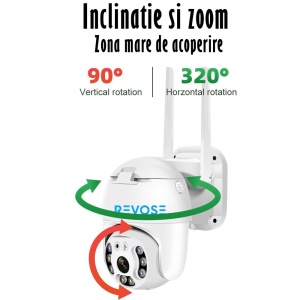 Camera de Supraveghere Video REVOSE™ 5MP 2560x1920, Aplicatie Dedicata, Intelligent Tracking, PTZ, WIFI, Lan, AP hotspot, Micro SD, Rotire, Alarma miscare, Interior si Exterior, Alb - Img 4
