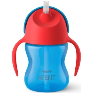 Cana cu pai Philips Avent SCF796/01, 9 luni, 200 ml, Albastru/Rosu, Resigilat, Grad A