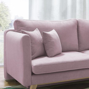 Canapea extensibilă Triplo cu 3 locuri, din catifea roz - Img 2