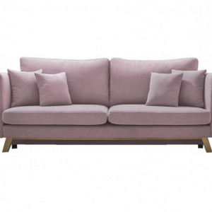 Canapea extensibilă Triplo cu 3 locuri, din catifea roz