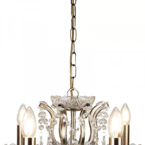 Candelabru Alize, 8 lumini, metal/cristal, alama/transparent, 70 x 43 x 125 cm