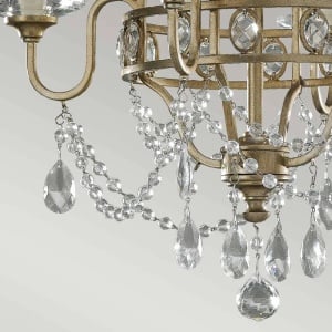 Candelabru Avenida, 4 lumini, metal/sticla/cristal, auriu, 54 x 41,3 x 206,5 cm