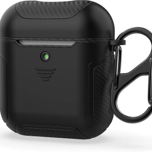 Carcasa de protectie pentru AirPods 1/2 ORETech, silicon/PC, negru