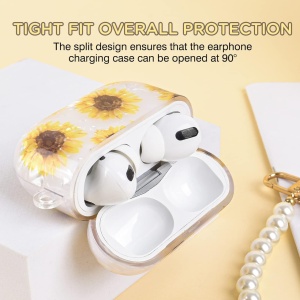 Carcasa de protectie pentru Airpods Pro Newseego, cu lantisor, TPU, alb/galben/maro