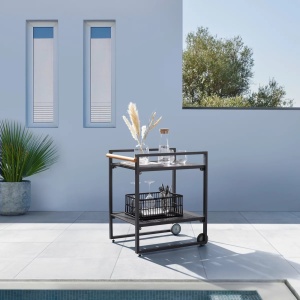 Cărucior de servire Riccardo gri închis metal/polilemn, 78/75/25 cm - Img 6