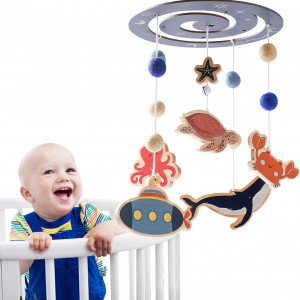 Carusel pentru camera copilului Promise Babe, lemn/textil, multicolor, 42 x 20 cm 
