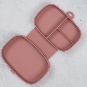 Caserola compartimentata din silicon cu ventuza, AppeKids Magic Box - Old Rose - Img 1