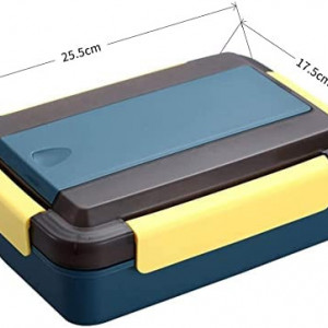 Caserola compartimentata pentru pranz XiXiRan, cu 2 tacamuri, otel inoxidabil/silicon/polipropilena, multicolor, 1500 ml - Img 2