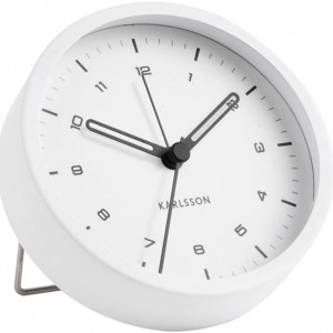 Ceas cu alarma Karlsson, alb, 9 x 3 cm