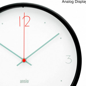 Ceas de perete ANSIO, rotund, negru/alb, plastic, 25,4 x 4 cm - Img 7