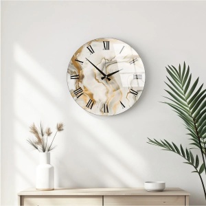 Ceas de perete decorativ Re-Bloom, sticla, multicolor, 40 cm - Img 2