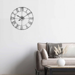 Ceas de perete Encoft, metal, argintiu, 60 x 60 cm - Img 5