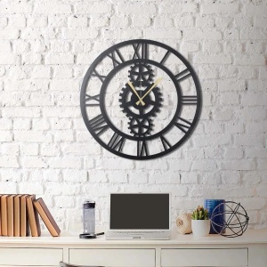 Ceas decorativ de perete din metal 100%, 70x70 cm, grosime 2mm, design modern, negru - Verificat A · Re-Bloom - Img 4