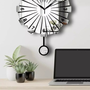 Ceas decorativ de perete MDF/acril, 39x50 cm, diametru 39 cm, grosime 3.6mm, argintiu - Verificat A · Re-Bloom - Img 2