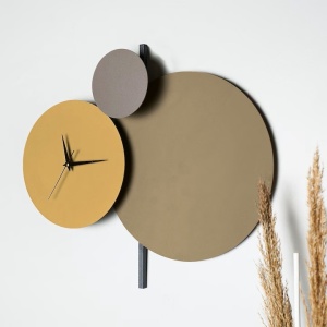 Ceas decorativ de perete Re-Bloom, metal, bej/galben, 48 x 44 cm - Img 2