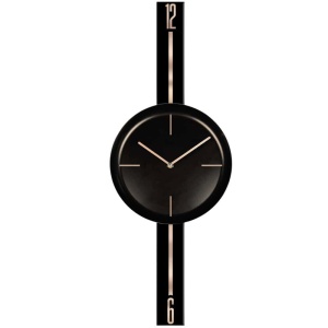 Ceas decorativ de perete Re-Bloom, metal, negru/auriu, 30 x 80 cm