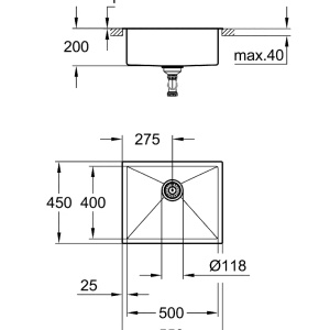 Chiuveta otel inoxidabil Grohe K700 31726SD0, 1 cuva, 550 x 450 mm, kit de scurgere inclus, Inox, Resigilat, Grad A - Img 5