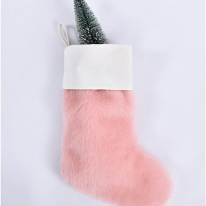 Ciorap de craciun XWTEX, blana artificiala, roz, 50 cm