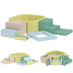 Circuit de motricitate bebelusi cu piscina de bile, velvet/spuma 28D, 160x137.5x30 cm, husa lavabila, capacitate 45kg, varsta 18 luni+, certificat EN71, multicolor - Verificat A · Re-Bloom