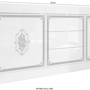 Comoda Sheyla Sideboard LC, MDF, alb/auriu, 210 x 86 x 43 cm 