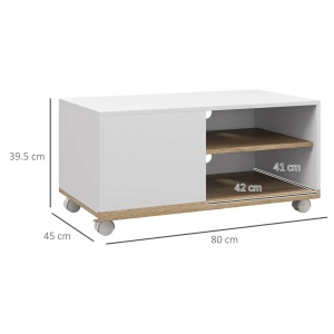 Comoda TV cu 2 rafturi Re-Bloom, PAL, alb/natur, 80 x 45 x 39.5 cm, Resigilat, Grad A - Img 3