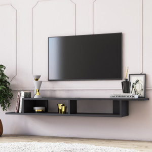 Comoda TV Davares, lemn, negru, 141 x 30 x 18 cm