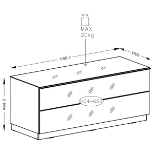 Comoda TV Habas II, Sticla/Pal, Gri/Negru, 120 x 48 x 50 cm