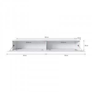 Comoda TV Kiger, PAL laminat, alb, 30 x 180 x 32 cm