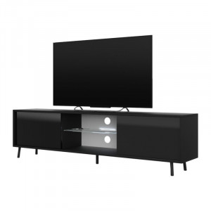 Comoda TV Lefyr, MDF, negru, 140 x 40,5 x 31,3 cm