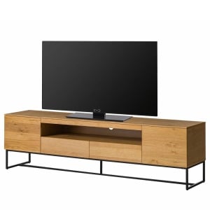 Comoda TV Nozza, MDF/metal, natur/negru, 181 x 56 x 40 cm