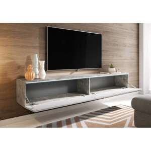 Comoda TV Pina, 30x180 x32 cm, beton/alb - Img 2