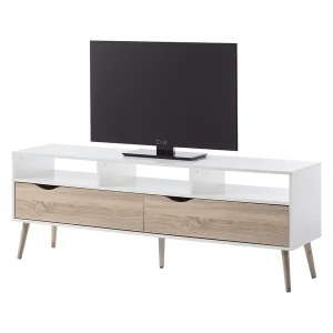 Comoda TV Sunndal, Pal, Alb/stejar, 160 x 39 x 57 cm