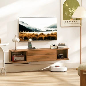 Comoda TV suspendata Re-Bloom, PAL, 120x24x22.4 cm, pana la 50", prize AC+USB-A+USB-C, orificii cabluri, 45 kg, nuc - Verificat A · Re-Bloom - Img 2