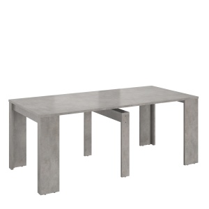 Consola/masa dining extensibila gri-beton Helena, 90,3/141,6/193 x 91 x 75 cm