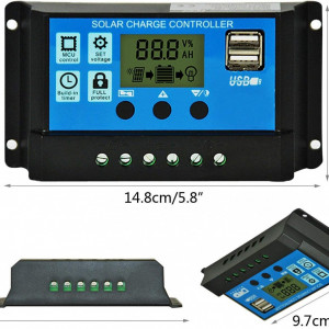 Controller inteligent pentru panoul solar EPEVER, ecran LCD, 20A 12V/24V, negru/albastru, 14,8 x 7,8 x 3,5 cm - Img 6