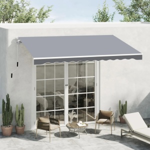 Copertina de soare manuala, poliester/aluminiu, 2.5m latime, extensie max 2m, unghi reglabil 5-45°, manivela Ø1.3x160cm, gri - Verificat A · Re-Bloom - Img 2