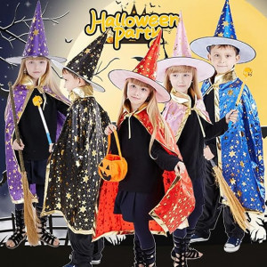 Costum de Halloween Hallojojo, 3 piese, poliester, mov/auriu/portocaliu,  potrivit pentru inaltimi de la 90 la 140 cm