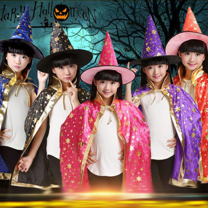 Costum de Halloween Hallojojo, 3 piese, poliester, roz/auriu/portocaliu, potrivit pentru inaltimi de la 90 la 140 cm - Img 5