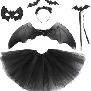 Costum de Halloween pentru copii Alaiyaky, textil/plastic, negru 5 piese