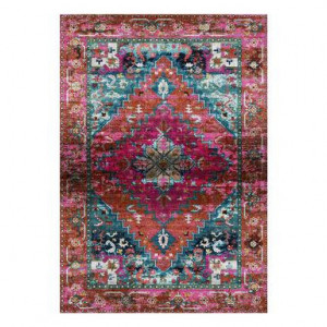 Covor Barcellona, textil, rosu/albastru, 80 x 150 cm