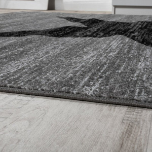 Covor Bealle, polipropilena, gri/negru, 80 x 150 cm - Img 3