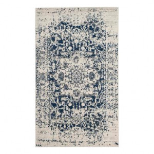 Covor Merryl, textil, crem/albastru inchis, 91 x 152 cm