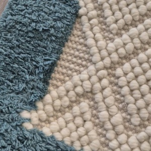 Covor My Home, lana/ bumbac/ poliester, bej/turcoaz, 120 x 180 cm