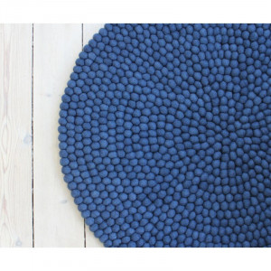 Covor rotund Gaener, lana, albastru, 140 cm - Img 2