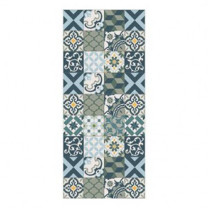 Covor Sabate, textil, albastru/alb/verde, 48 x 97 cm