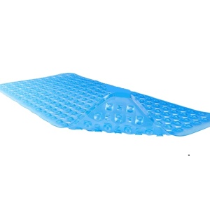 Covoras de baie antiaderent Waveliv, silicon, albastru deschis, 88 x 44 cm