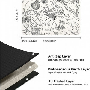 Covoras de baie Diatomite, poliuretan, alb/negru, 40 x 60 cm - Img 5
