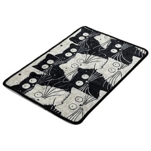 Covoras de baie, micro poliamida 100%, 40x60 cm, 700g/m², antiderapant, antialergic, alb/negru - Verificat A · Re-Bloom